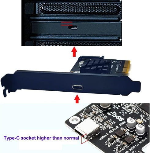 Sintech PCIe 4X USB 3.2 Gen2x2 Adapter Card, USB Type-C PCI Express Gen3 x4 Lane Host Card