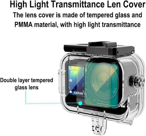 KETOPKIN 6 Camera,60M/196FT 6 Waterproof Case for DJI Osmo Action Underwater Diving Housing Dive Protection Shell