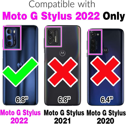 Asuwish Phone Case for Moto G Stylus 2022 4G Wallet Cover with Tempered Glass Screen Protector and PU Leather Credit Card Holder Stand Cell Accessories Motorola GStylus XT2211DL XT2211 Women Men Red