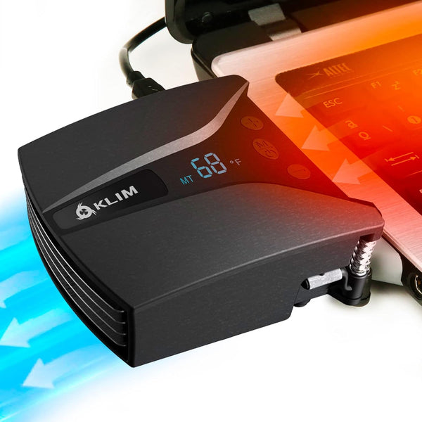 KLIM Tempest Laptop Cooler - 2024 Gaming Fan with Vacuum, Temperature Detection, 4000 RPM, Portable & Compatible