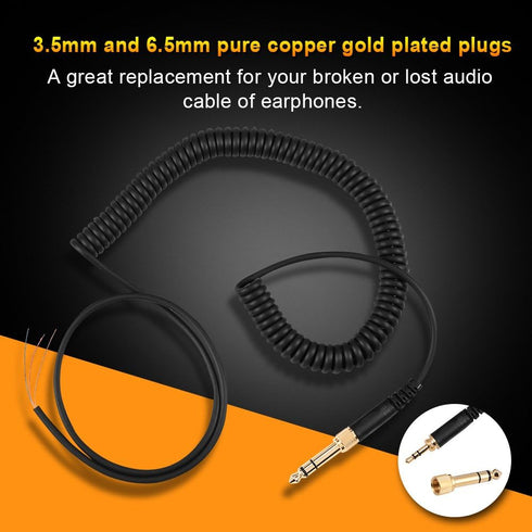 Richer-R Earphones Headphones Audio Spring Wire Coil Cable for Beyerdynamic 770/770Pro/990/990Pro