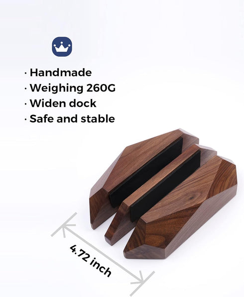 Nuvograin Dual Laptop Holder, Vertical Stand with 2 Slots for MacBook, Wooden Laptop Holder for Desk