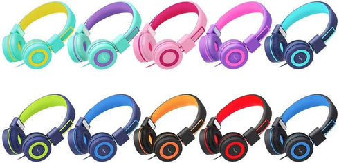 i37 3.5mm MP3/4 ELECDER Kids Headphones Children Girls Boys Teens Foldable Adjustable On Ear Headphones Jack Compatible