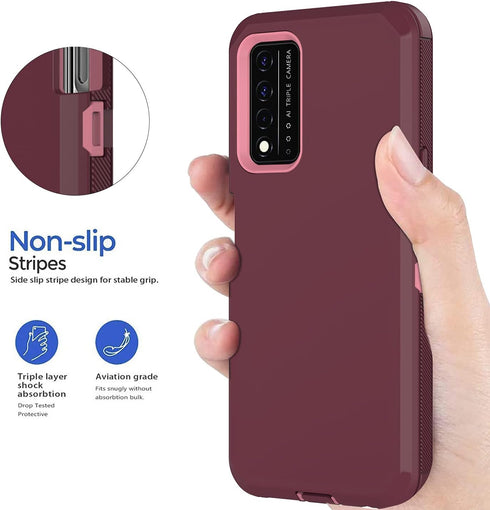 Annymall for T-Mobile Revvl V Plus 5G Case, Full Body Heavy Duty Shockproof Triple Layer with Built-in Screen Protector