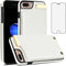 Asuwish iPhone 7/8 Plus Wallet Case with Tempered Glass, Leather Purse, Credit Card Slot - White for Women.