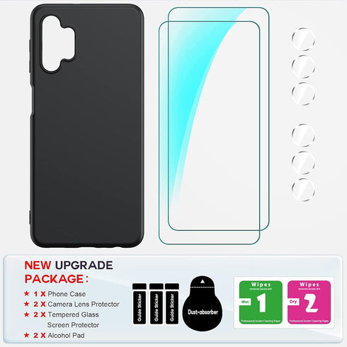 LeYi Samsung A32 5G Case, Galaxy A32 5G with 2 Pack Tempered Glass Screen Protector & Camera Lens Protector, Liquid