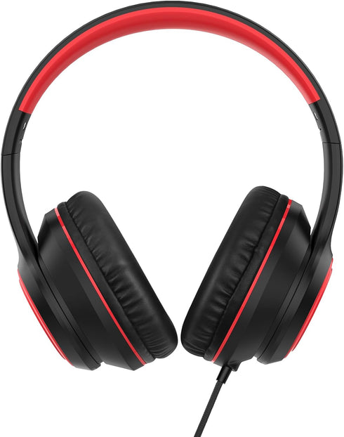 A8 Over-Ear Headphones with Microphone, Lightweight Folding Stereo Bass Headphones with 1.5M No-Tangle Cord, Portable Wired Headphones for Smartphone Tablet Computer MP3 / 4 (Black)