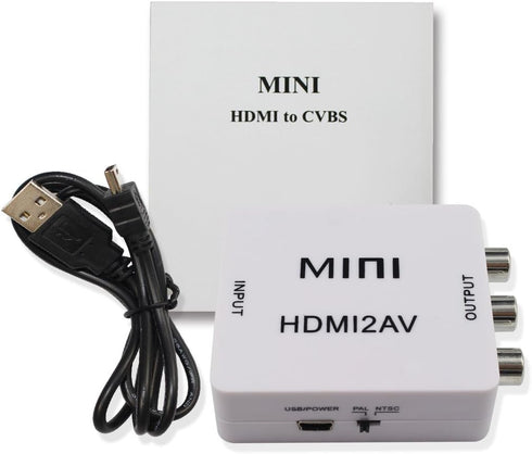 Mini Composite 1080P HDMI to RCA Audio Video AV CVBS Adapter, Support HD for HDMI2AV Converter Box