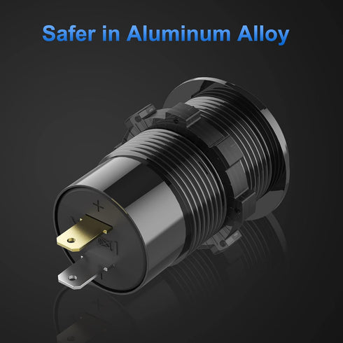12V USB Outlet Wire Aluminum Car Charger Multi Port, Dual USB Quick Charge 3.0 Port and PD USB C Socket
