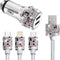 Bling Dual USB Car Charger with 3-in-1 Fast Charging Cable, Dual Port Adapter with Rhinestones (Purple)