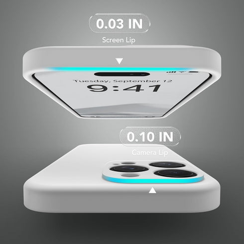 iPhone 14 Pro Max Case, White Silicone Shockproof, MagSafe Compatible, Full Camera Protection + 2 Screen Protectors,