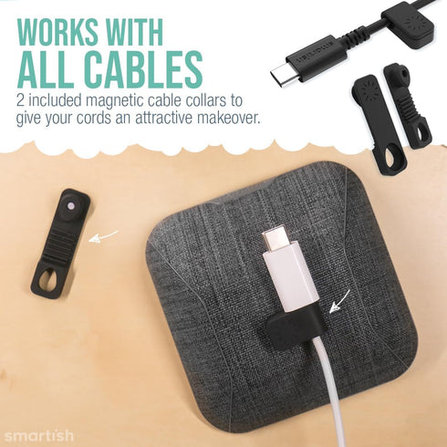 Smartish Magnetic Cord Holder - Cable Wrangler Organizer with Magnet Clips for Charger Management on Desktop or
