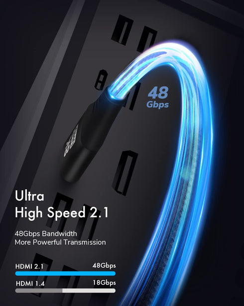 10K 8K 4K 1FT, 4K/120Hz, 8K/60Hz, 48Gbps 2.2 2.3, 10, 2.1 HDMI Cable Ultra High Speed HDMI Braided Cord, Supports