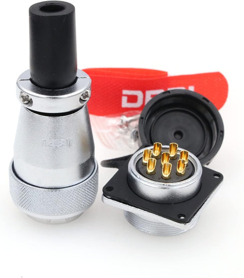 DRRI WEIPU AC DC Circuit Signal LED Heavy Duty Bulkhead Plug - 8-Pin Metal Aviation Circular Connector