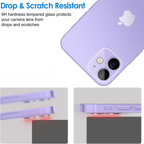JETech 9H Tempered Glass Camera Lens Protector for iPhone 11 & 12 mini, HD Clear, Anti-Scratch, 3-Pack, Case Friendly.