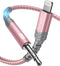 JSAUX 6FT Lightning to 3.5mm Audio Cable - Apple MFi Certified, Compatible with iPhone 14/13/12/11/X - Pink