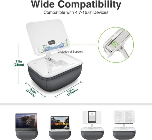 elitehood 4-15.6'' Adjustable iPad Pillow Stand for Lap, Soft Cushion Lap Beanbag Tablet Pillow Stand, Tablet Holder