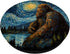 Funny Bigfoot Sasquatch Starry Night Van Gogh PopSockets Standard PopGrip