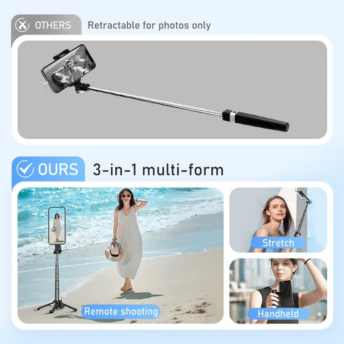 ehnoge 2025 4 1 360 New in Multifunctional Magnetic Selfie Stick, Universal Rotation Phone Tripod with Remote Control