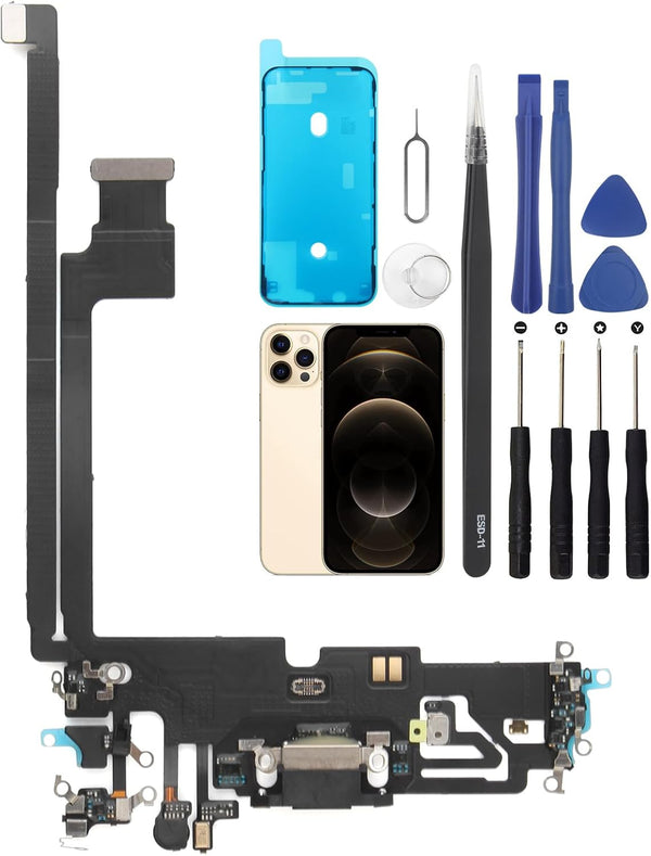 Charging Port Replacement for iPhone 12 Pro Max USB Dock Connector Flex Cable with Tools for iPhone 12 Pro Max