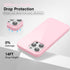 iPhone 15 Pro Max Case, Pink Silicone Glossy Soft Rubber Gel Protective Cover for Women Girl, Slim Shockproof