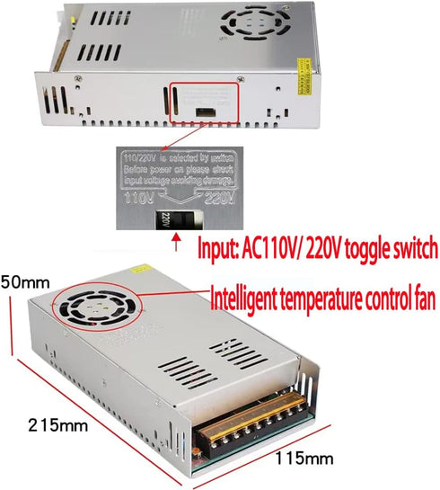 QL-LINRUN 360W 12V 30A 110V 220V 12V 3D Switching Power Supply, Universal Regulated Switching Mode Power Supply (SMPS)