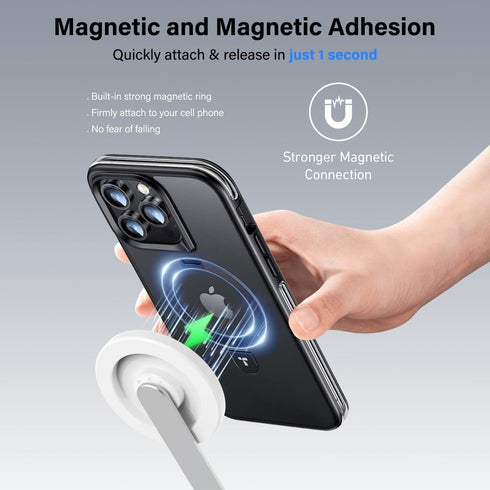 PHOPIK 35" Recording/Selfies/Insta360 x5White Magnetic Selfie Stick Phone Tripod, Extendable Phone Tripod with Cold