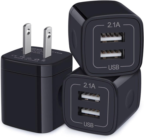 USB Wall Charger, 3 Pack 2.4A Dual Port Charging Block Power Adapter for iPhone 16 15 14 13 12 11 Pro Max
