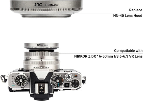 (Silver) Camera Lens Hood for NIKKOR Z DX 16-50mm F3.5-6.3 VR on Z30 Z fc Z50, Replace Nikon HN-40