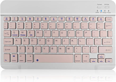 Ultra Slim Mini Wireless Bluetooth Keyboard, Compatible with Amazon Kindle Fire HD, iPad, iPhone, Other Devices, Pink