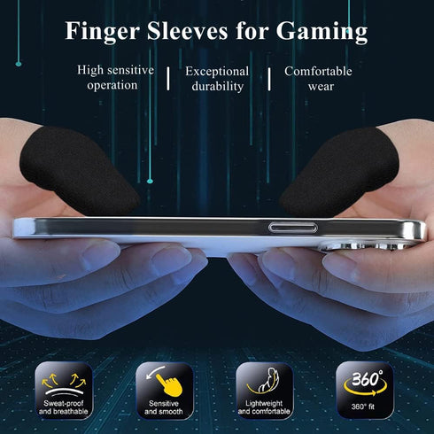 Gaming Gloves for Sweaty Hands, Ultra-Thin Breathable Touchscreen Game Gloves with Thumb Finger Sleeves for Mobile
