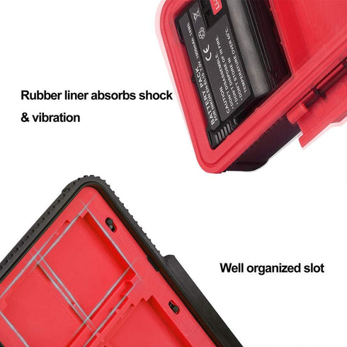 LENSGO Camera Battery Memory Card Case, Water-Resistant Hard Protector for 3 Batteries & 6 SD Cards (Red)