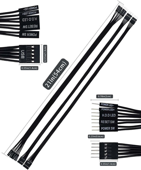COMeap Front Panel Connector - Motherboard Extension Cable Set for PC DIY with Front Panel Extension Plug