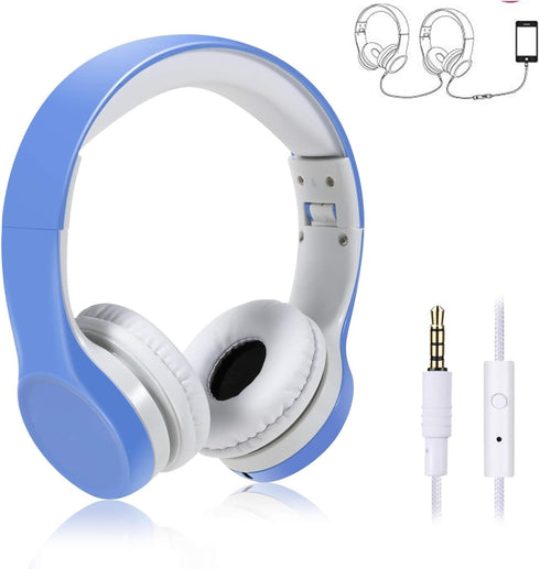 Toddler Headphones for Kids, Two Audio Ports for Sharing, Children Headphones with Mic & Volume Limiting for Boys and