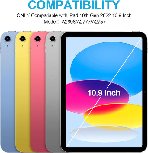 Keyboard Case for iPad 10th Gen 2022 10.9’’, Detachable Bluetooth Keyboard Case with Pencil Holder for iPad 10th