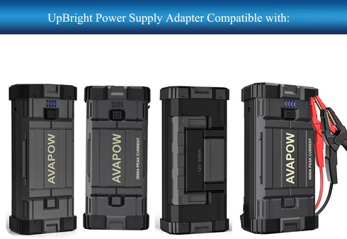 UpBright 12V AC/DC Adapter Compatible with AVAPOW Car Jump Starter Models A28 A08 A18 A58 A68