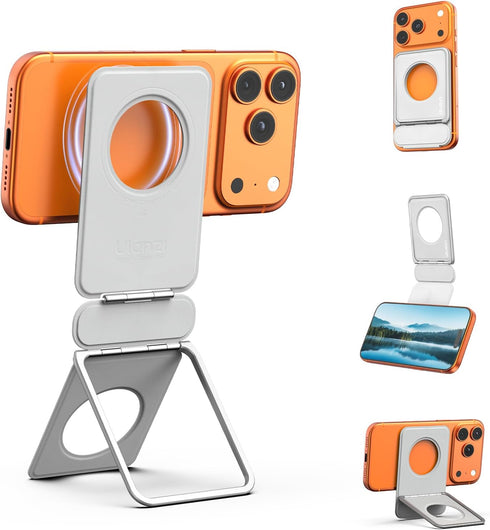 ULANZI PS01 Magnetic Phone Stand, Slim Foldable Cellphone Stand Tripod Adjustable Desktop Phone