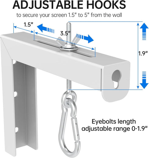 Universal Projector Screen L-Bracket Wall Mount, 6 Inch Adjustable Extension for Home Projector and Movie Screens
