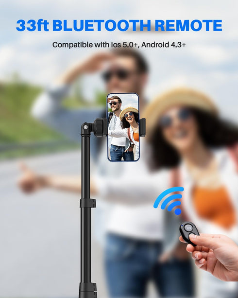 MIIASI 67" Phone Tripod, Extendable Tripod for iPhone, Selfie Stick with Remote and Phone Holder, Compatible