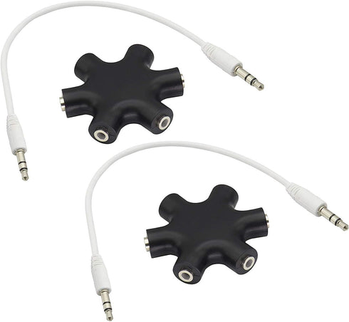zdyCGTime Headphone Splitter, 3.5mm Stereo Audio Adapter 6-Port Music Sharer with TRS Stereo Plug Cable