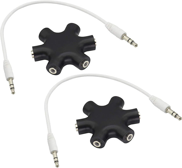 zdyCGTime Headphone Splitter, 3.5mm Stereo Audio Adapter 6-Port Music Sharer with TRS Stereo Plug Cable