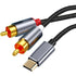 USB C to RCA Audio Cable Braided, 2 RCA to USB-C Aux Cable for Speaker, Subwoofer, Car Stereo, 4FT