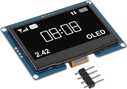AITRIP 2PCS 2.4" 2.42 inch 128x64 SSD1309 12864 4 I2C R3 C51-White OLED LCD Display Module Pin IIC Serial Interface