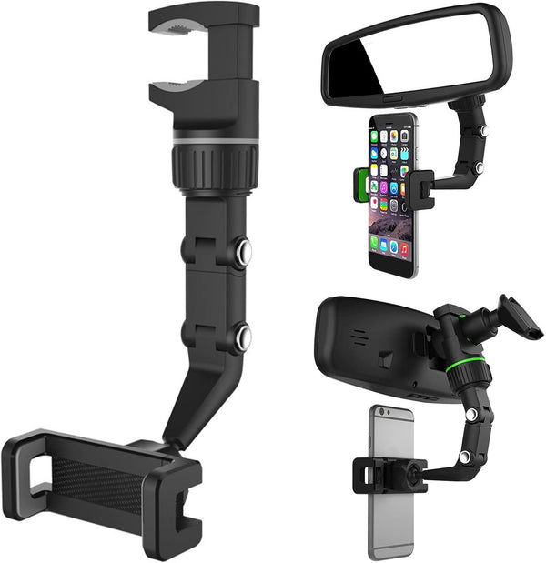 Ivieicip 360 Car Rearview Mirror Mount Stand Holder for Cell Phone and GPS,