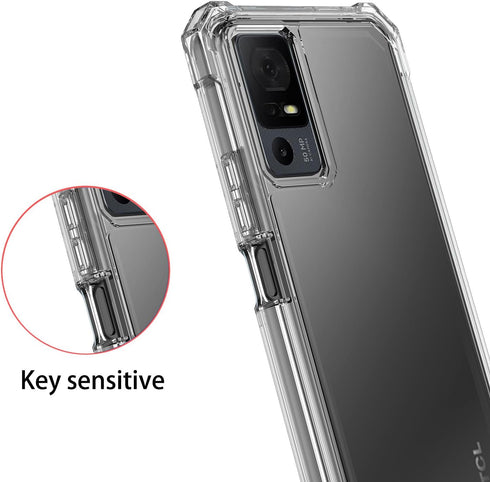 for TCL 40 XL Case, Crystal Clear Full-Body Rugged Hybrid Bumper Shockproof Protective Phone Case with Tempered Glass