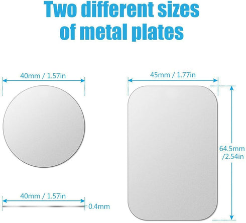 WixGear Mount Metal Plate with Adhesive for Magnetic Cradle-Less Mount - X4 Pack (Silver)