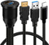 BATIGE USB 3.0 & Type C 3.1 & HDMI Male to Female Car USB C Flush Mount Extension Cable, 3ft