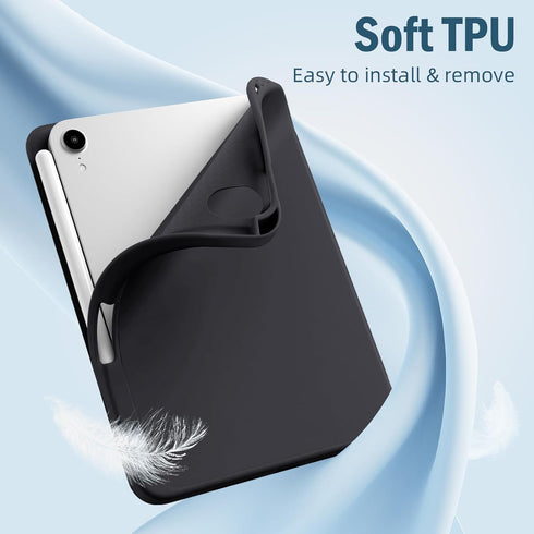 Wenlaty iPad Mini 7/6 Case 2024/2021 (A17 Pro), Slim Trifold Stand Cover with Pencil Holder, Soft TPU Back, Auto