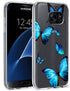 Clear Case Compatible with Galaxy S7 - Cute Soft TPU Shockproof Protective Phone Case Cover, Blue Butterfly