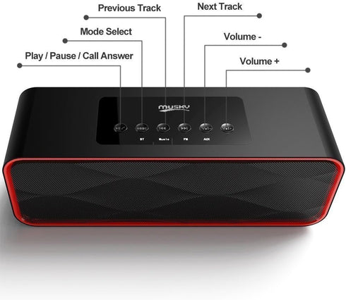 Portable Wireless Bluetooth Stereo Speaker with Powerful 10W Sound, Built-in Mic, FM Radio, Micro SD Card Slot